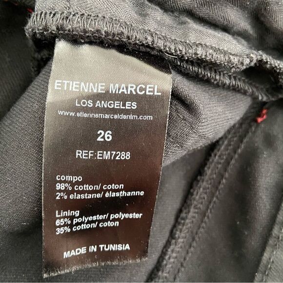 Etienne Marcel Black Distressed Studded Skinny Jeans Size 26 Punk Grunge Rock - Picture 4 of 13